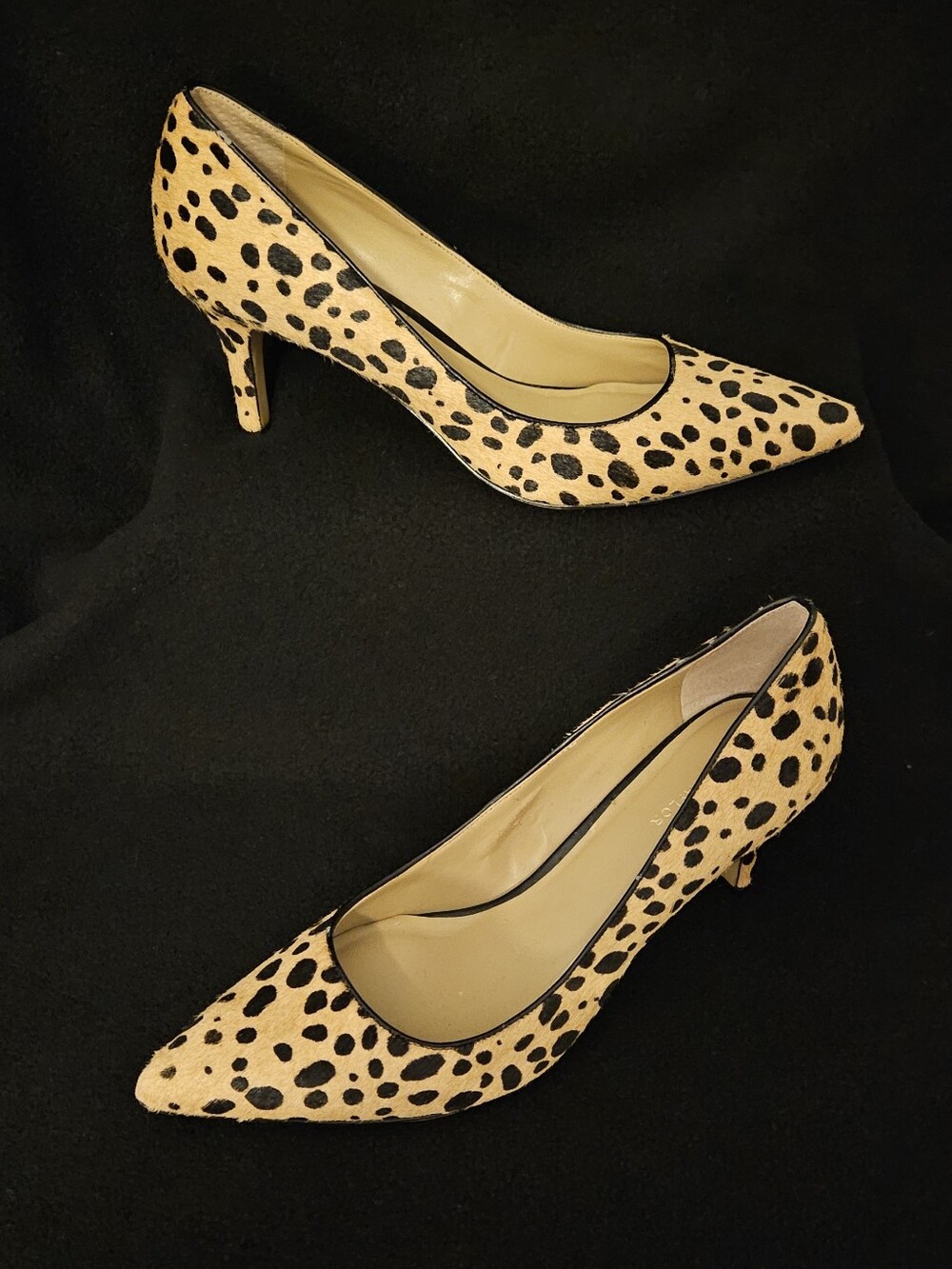 Ann Taylor Tan-Black Calf Hair Leather Leopard-Print Pointed-Toe Heels -Size 8.5